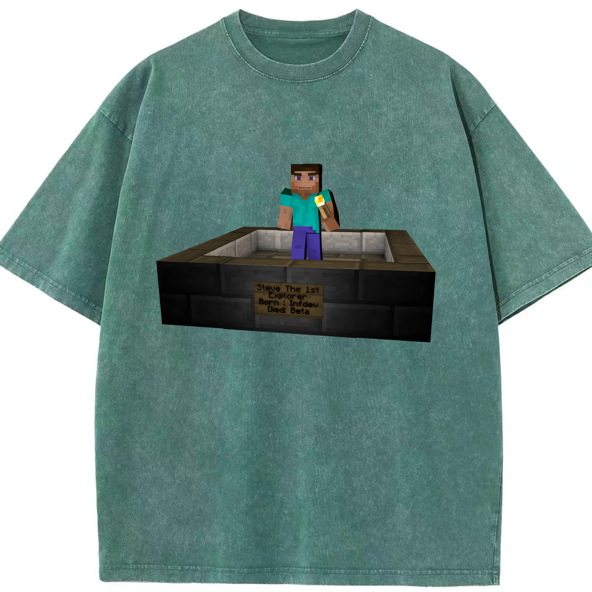 （画像用） マインクラフト ブロックの世界 Minecraft MC Block world 綿100% ヴィンテージ風 半袖Tシャツ（フロントプリント）